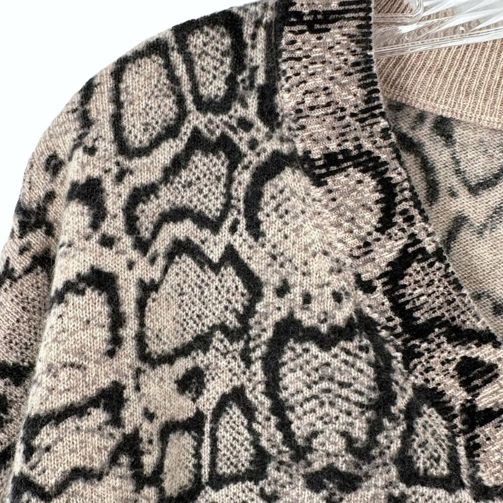 Repeat 100% Cashmere Taupe And Black Python Print… - image 3